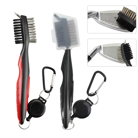 Golf Cleaning Brush For Club With Carabiner Groove Sharpene